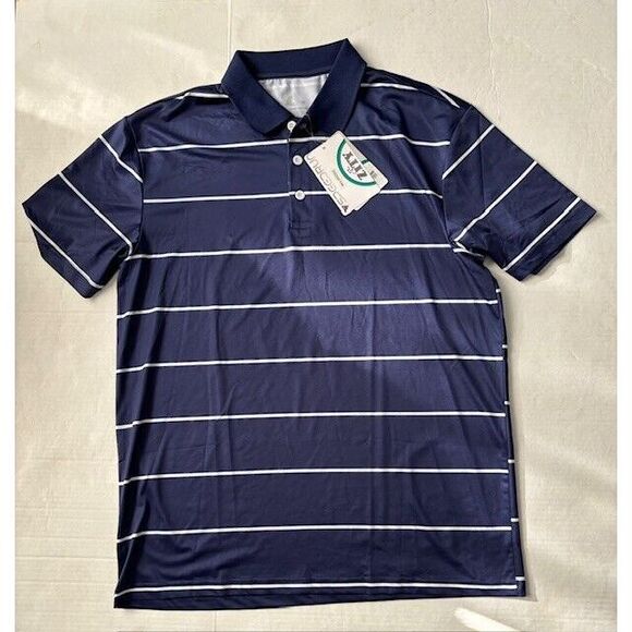 Other - Speedrun Men's Polo, Size M, Navy w/White Stripes, Polyester/Spandex